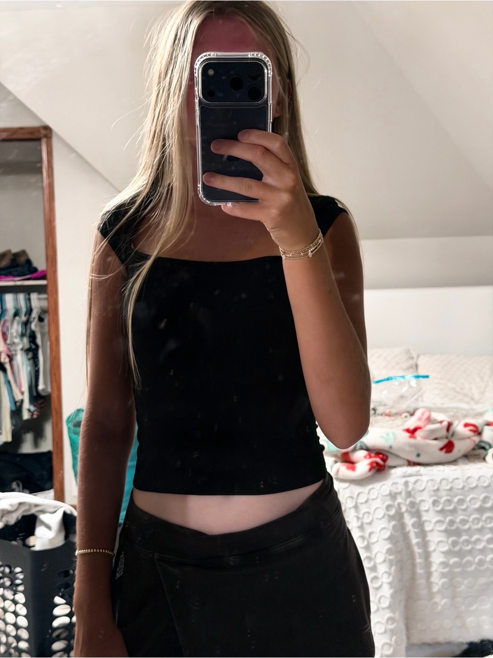 wild fable Black Square-Neck Crop Top